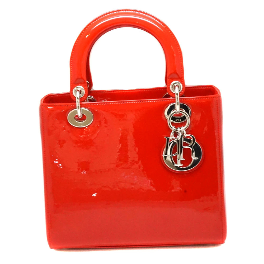 Christian Dior Lady Dior bag vibrant red patent leather